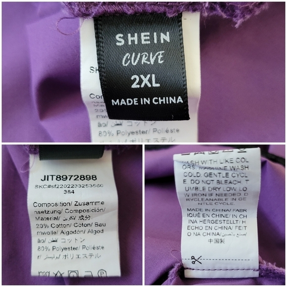 Shein Curve Women's Purple Short Sleeve Milkmaid Dress w/ Lace Trim Size 2XL - Picture 5 of 9